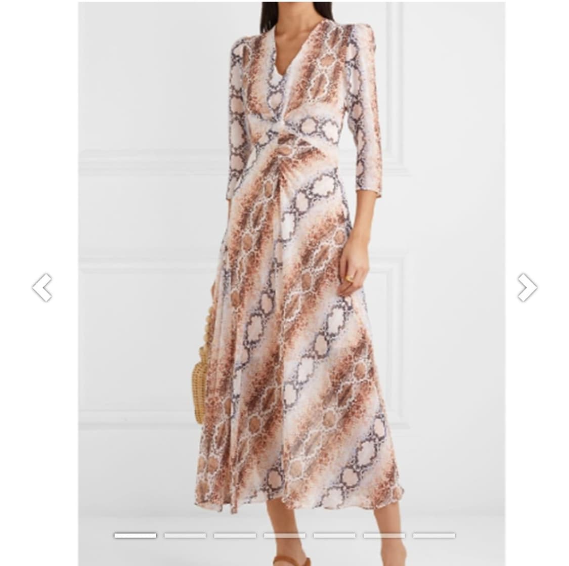 마쥬 뱀피 패턴 V넥 롱 원피스 세트 (슬립  포함) 2사이즈 상품이미지1