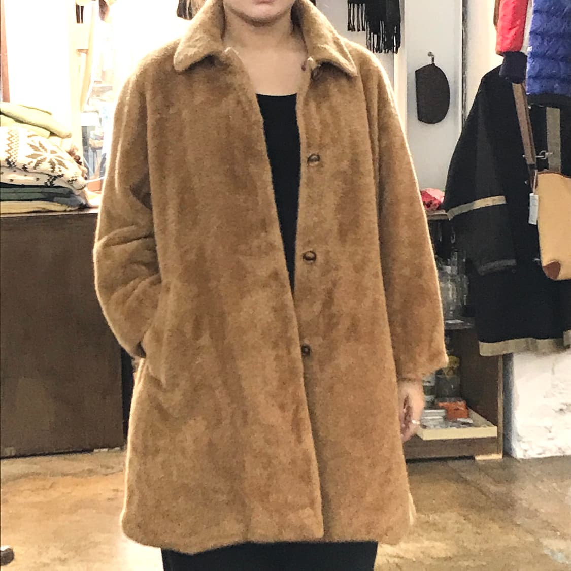 Italy 신지아로카 베이비 라마 퍼 브라운 하프코트 여성 55 66 상품이미지2