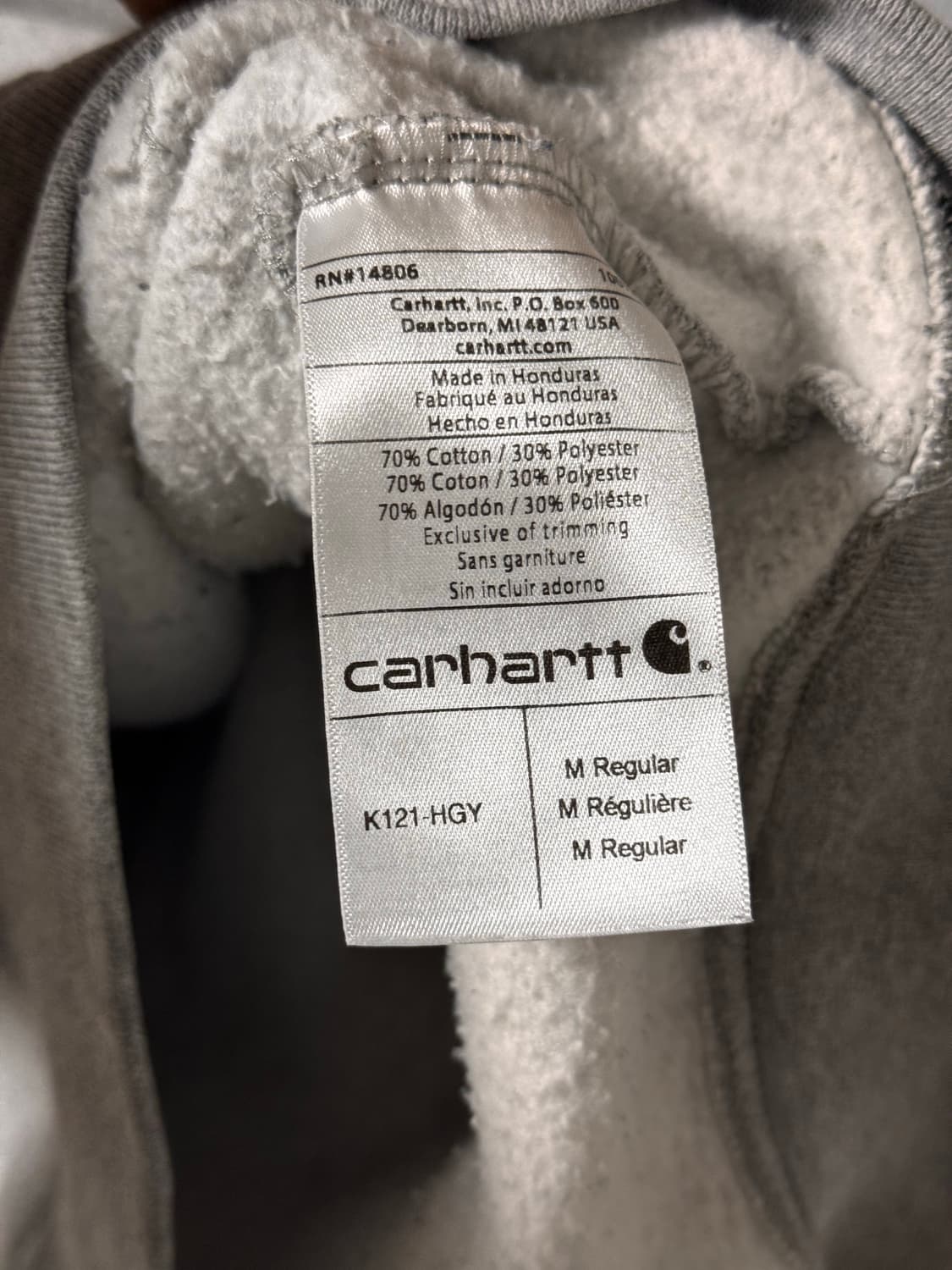 칼하트 오리지날핏 기모 오버핏 그레이 후드티 상품이미지7