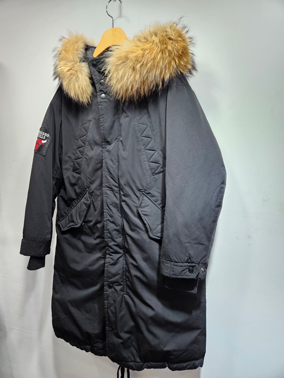 NBA 시카고불스 라쿤털후드 오리털 야상 롱패딩 S 상품이미지6