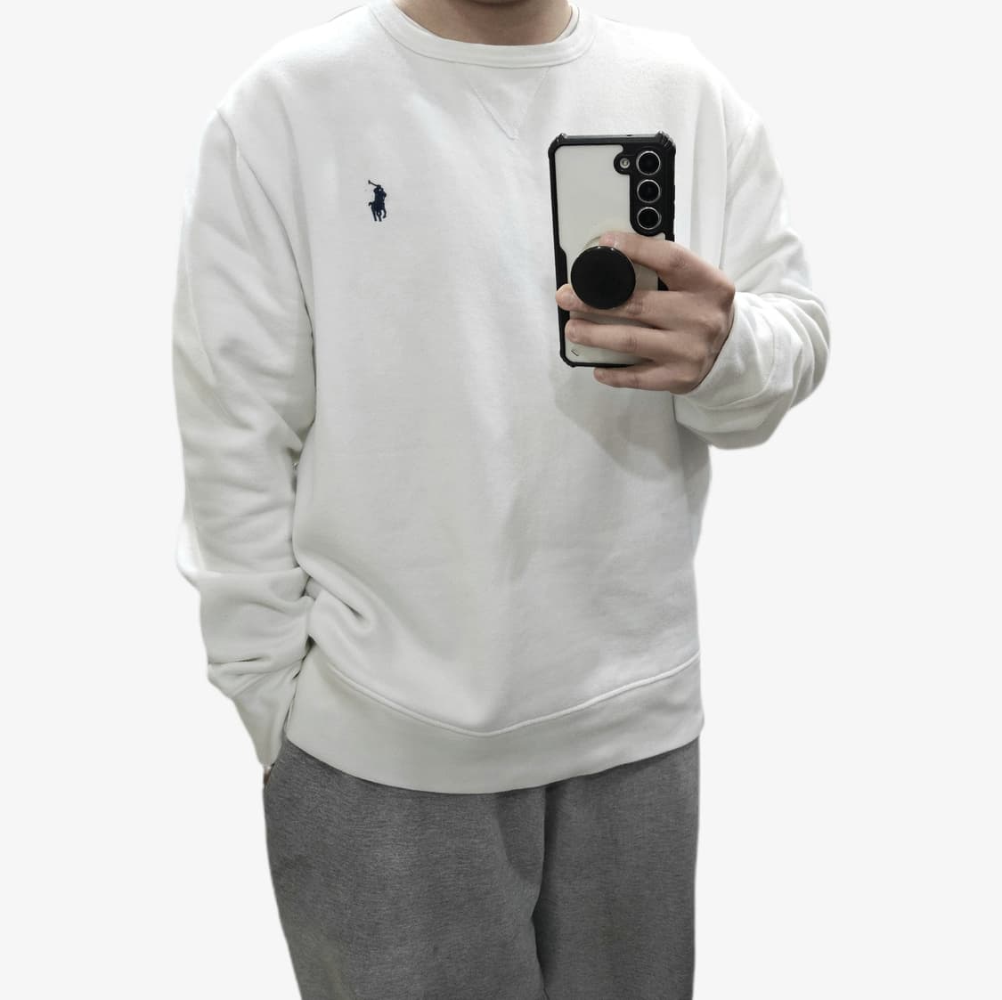 100-105 L) 폴로 랄프로렌 화이트 기모 맨투맨 상품이미지1