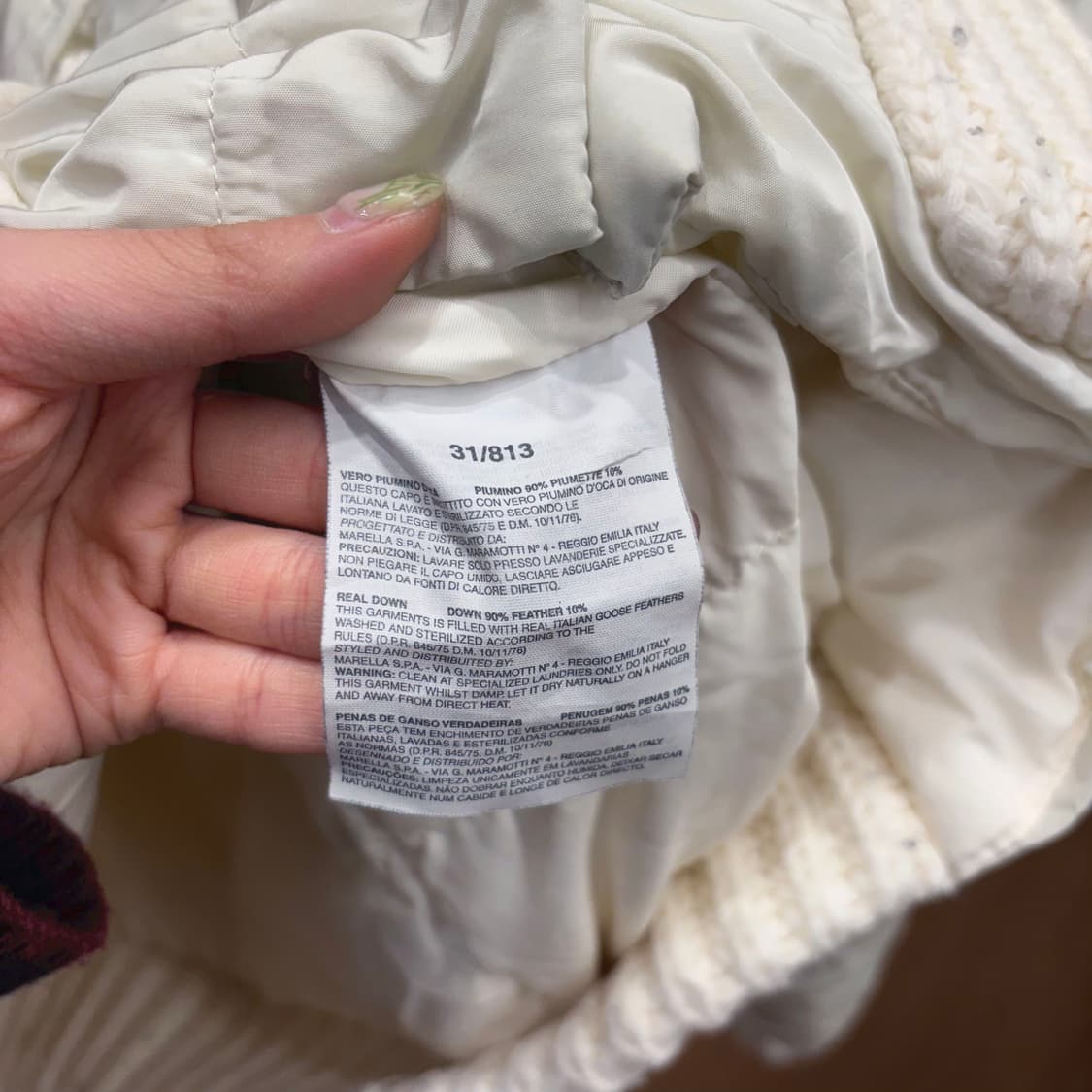 마렐라 스포츠 다운 점퍼 니트 믹스 넥 포켓 스트랩 디테일 아이보리 상품이미지9