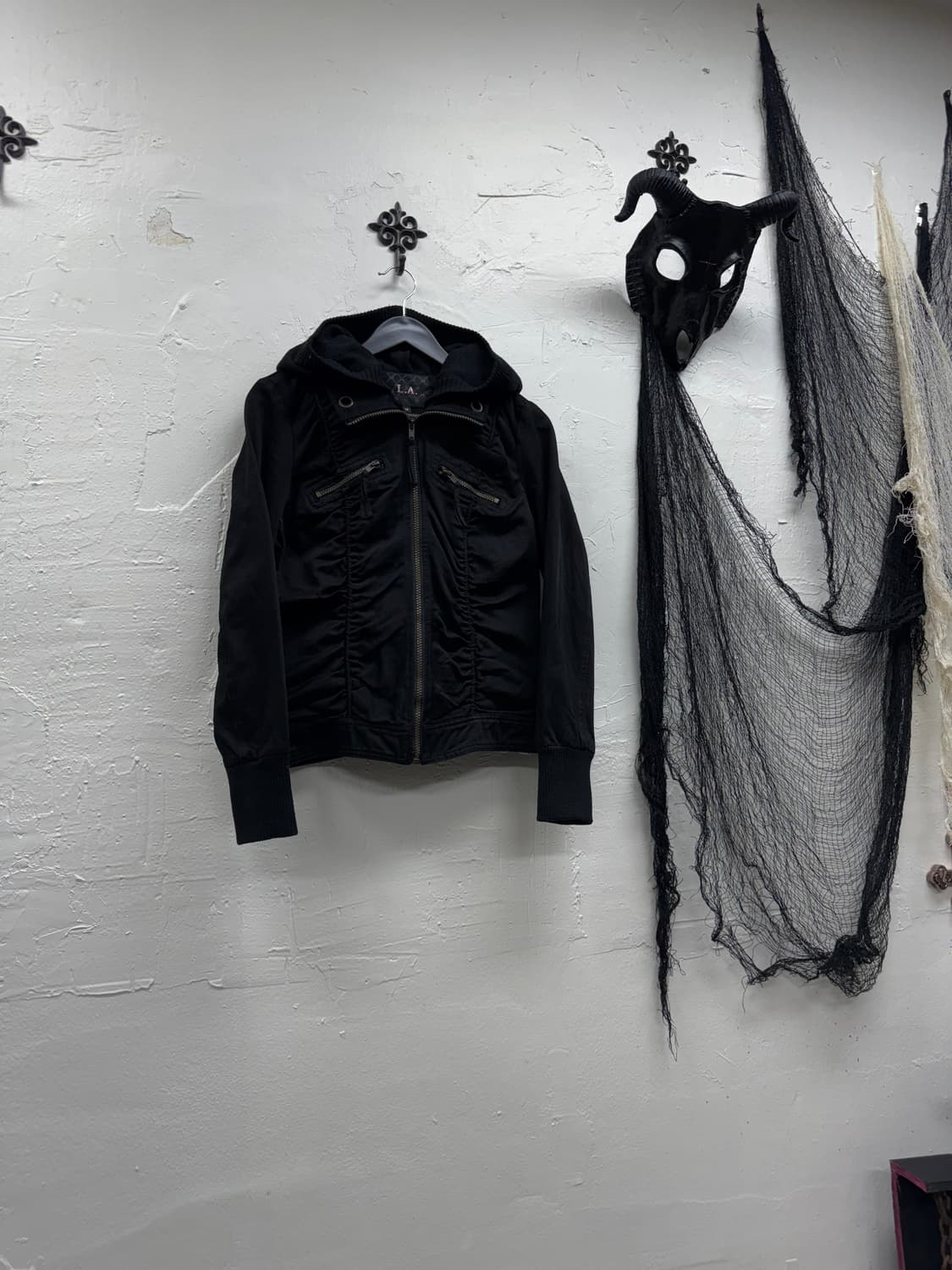 LA 00s y2k shirring hood jacket 상품이미지2