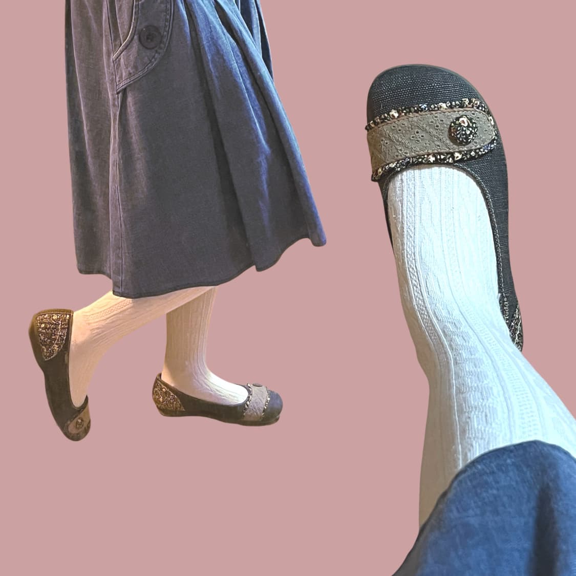 핀터깔 모리걸 하구미 빈티지 단추 플랫 슈즈 상품이미지6