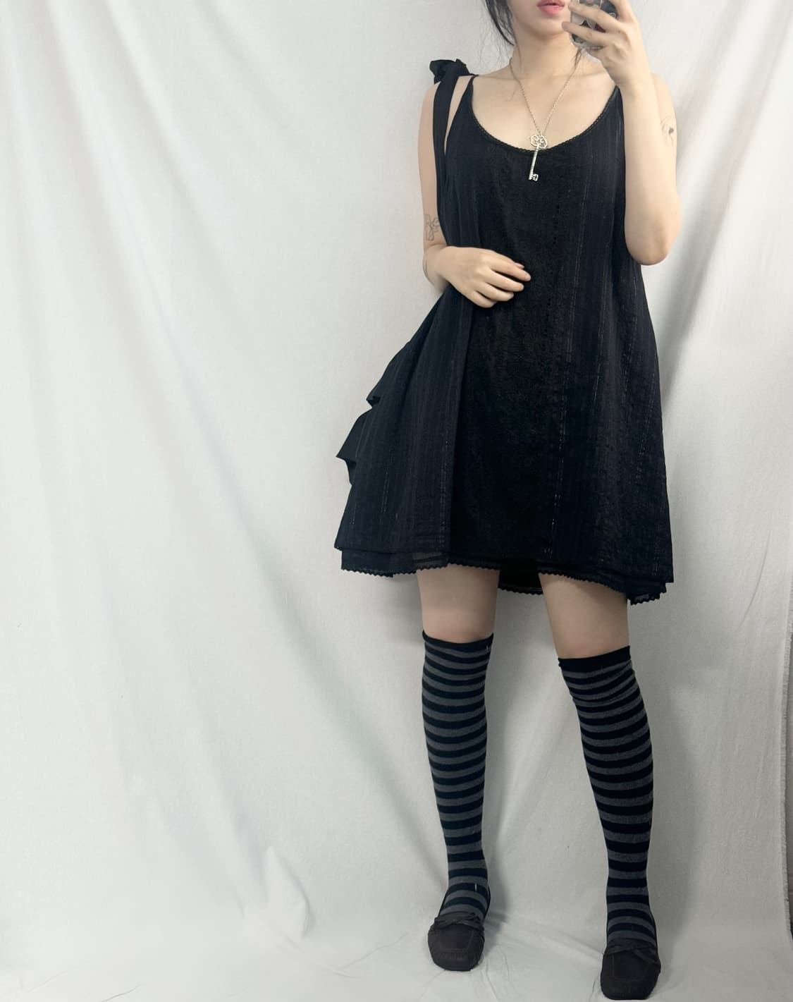 실버 라인 레이어드 원피스 탑 2pcs SET 상품이미지4