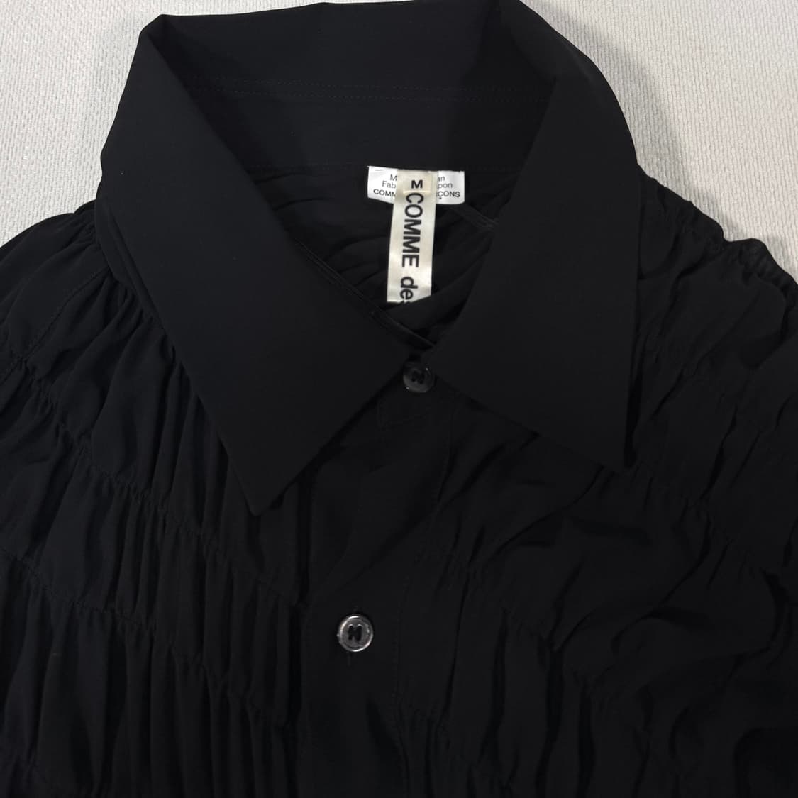 Gathered Asymmetrical Black Blouse shirt 상품이미지3