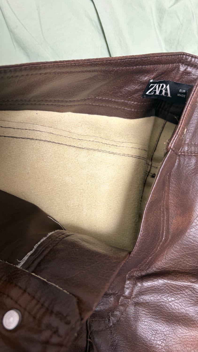 자라 페이크레더 브라운 기모바지 S 상품이미지10