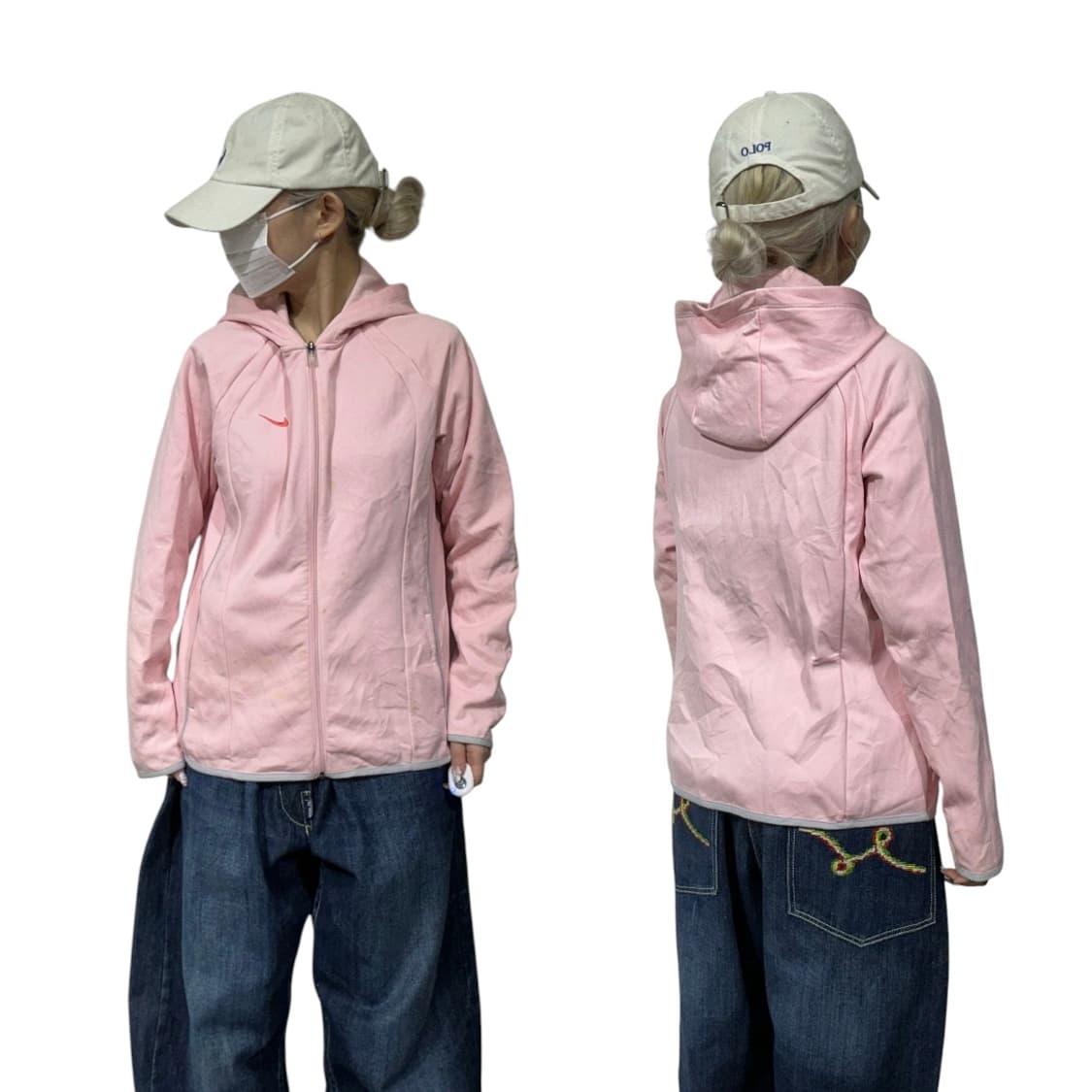 나이키 딸기우유 핑크 로고 후드집업 져지 XL 상품이미지1
