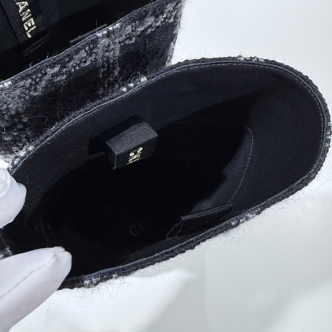 37 / 샤넬 울 트위드 페이던트 카프스킨 하이 부츠 상품이미지8