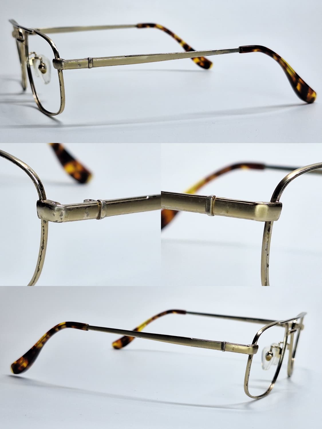 90s 일본 빈티지/DUNO J-3132 골드 투브릿지 에비에이터 안경테 상품이미지6