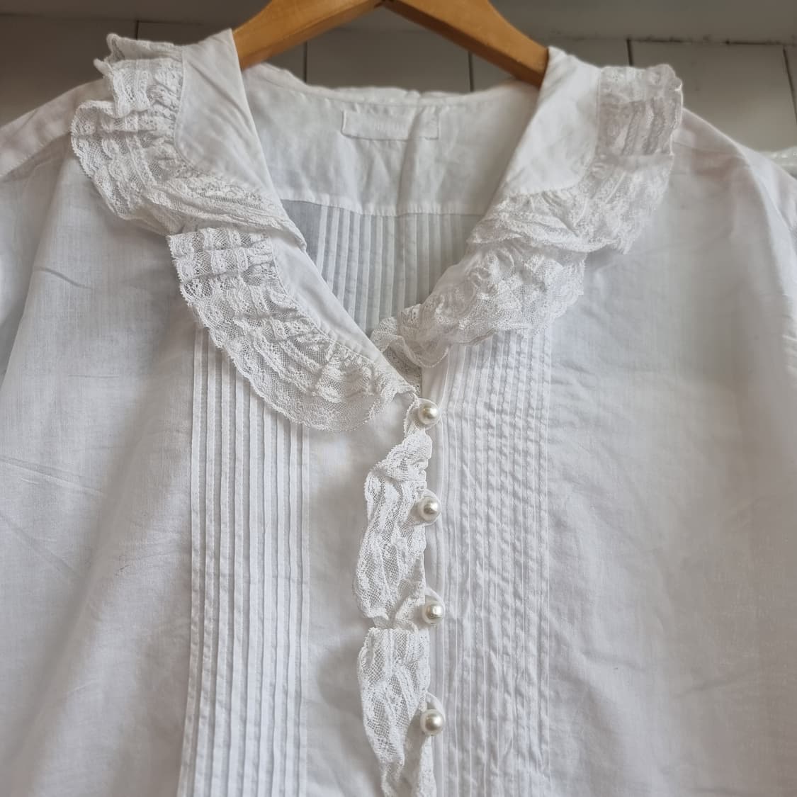 핑크하우스(PINK HOUSE) 화이트 레이스 러플 블라우스 상품이미지5