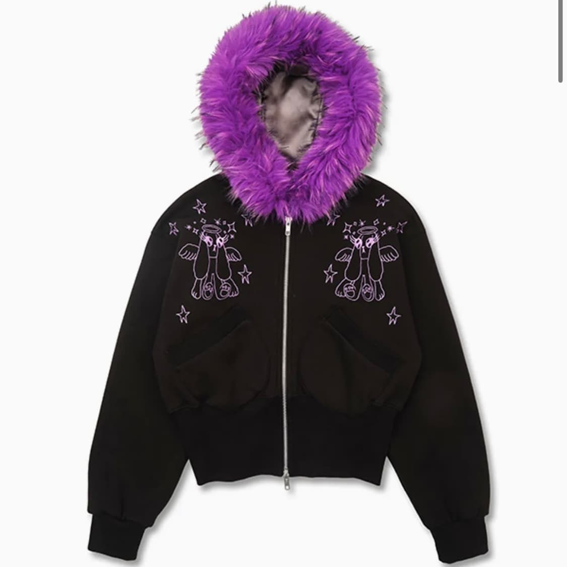 Youth bath 유쓰배쓰 크롭 퍼 후드집업 상품이미지3