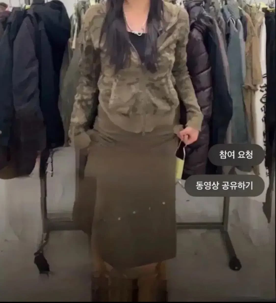 y2k 카키 면 롱스커트 치마 빈티지 상품이미지1