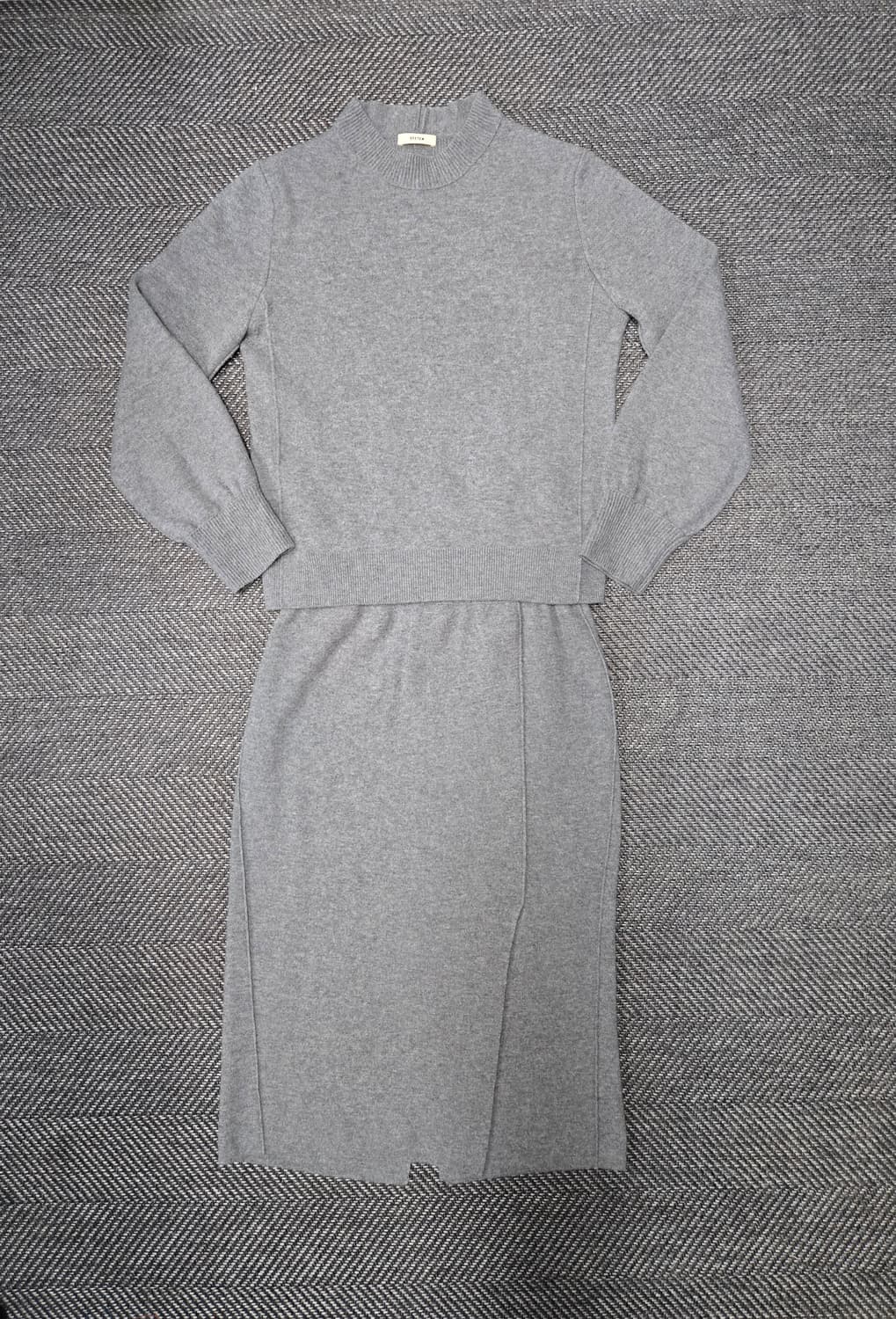 한섬 시스템 SYSTEM  회색 니트 투피스 세트 모100% 티 스커트 상품이미지1