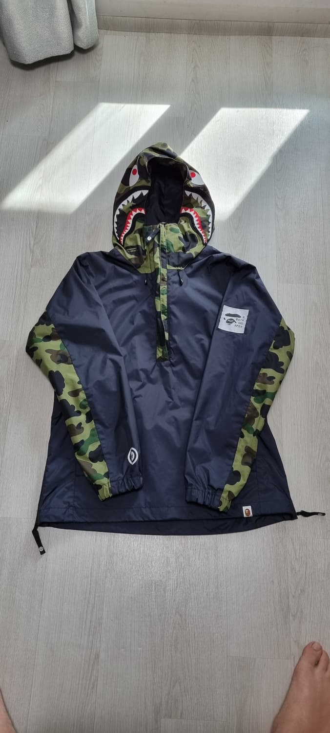 베이프 카모 패턴 샤크 후드 아노락 바람막이 M 상품이미지1