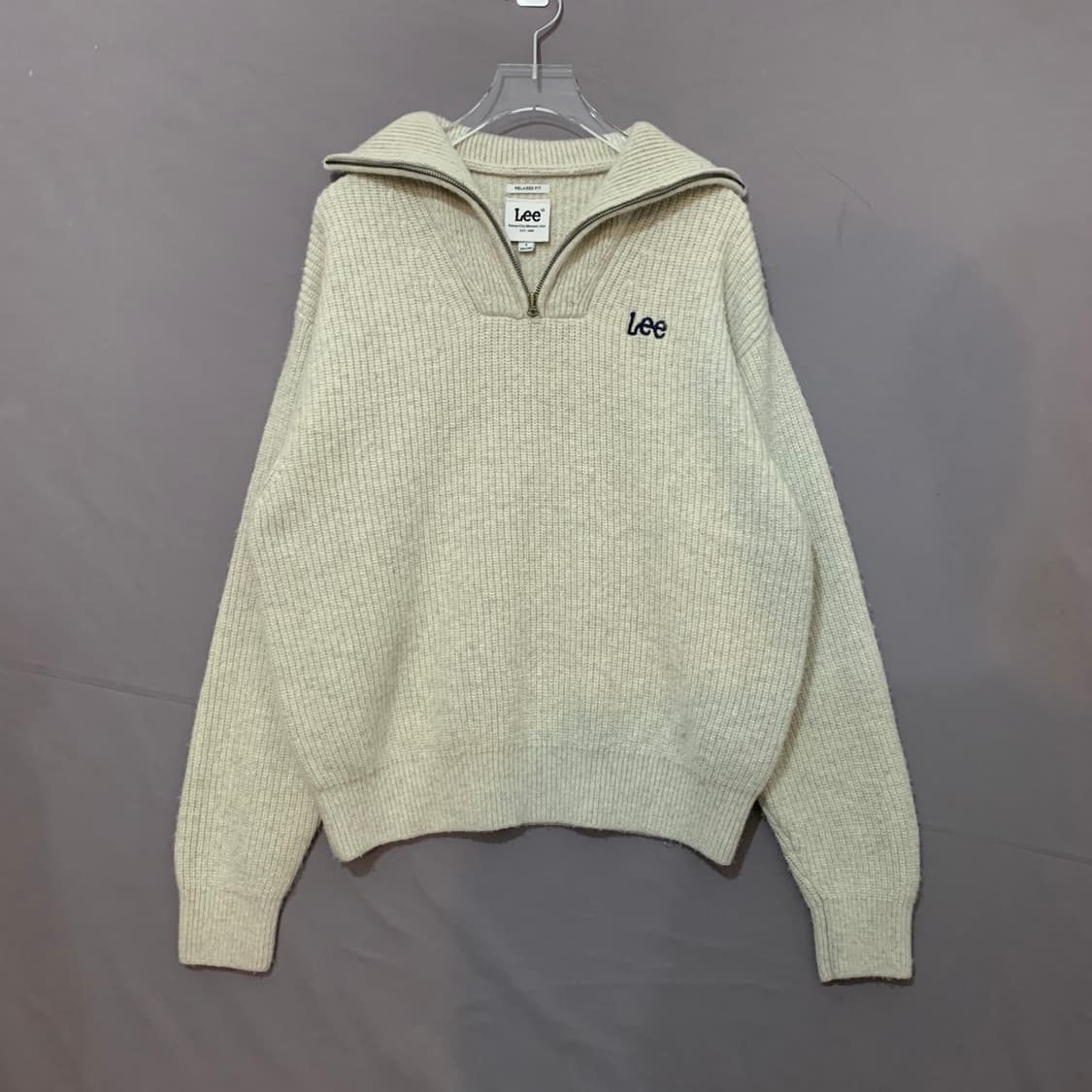 S LEE 리 쿼터 하프 반집업 오트밀 니트 상품이미지2
