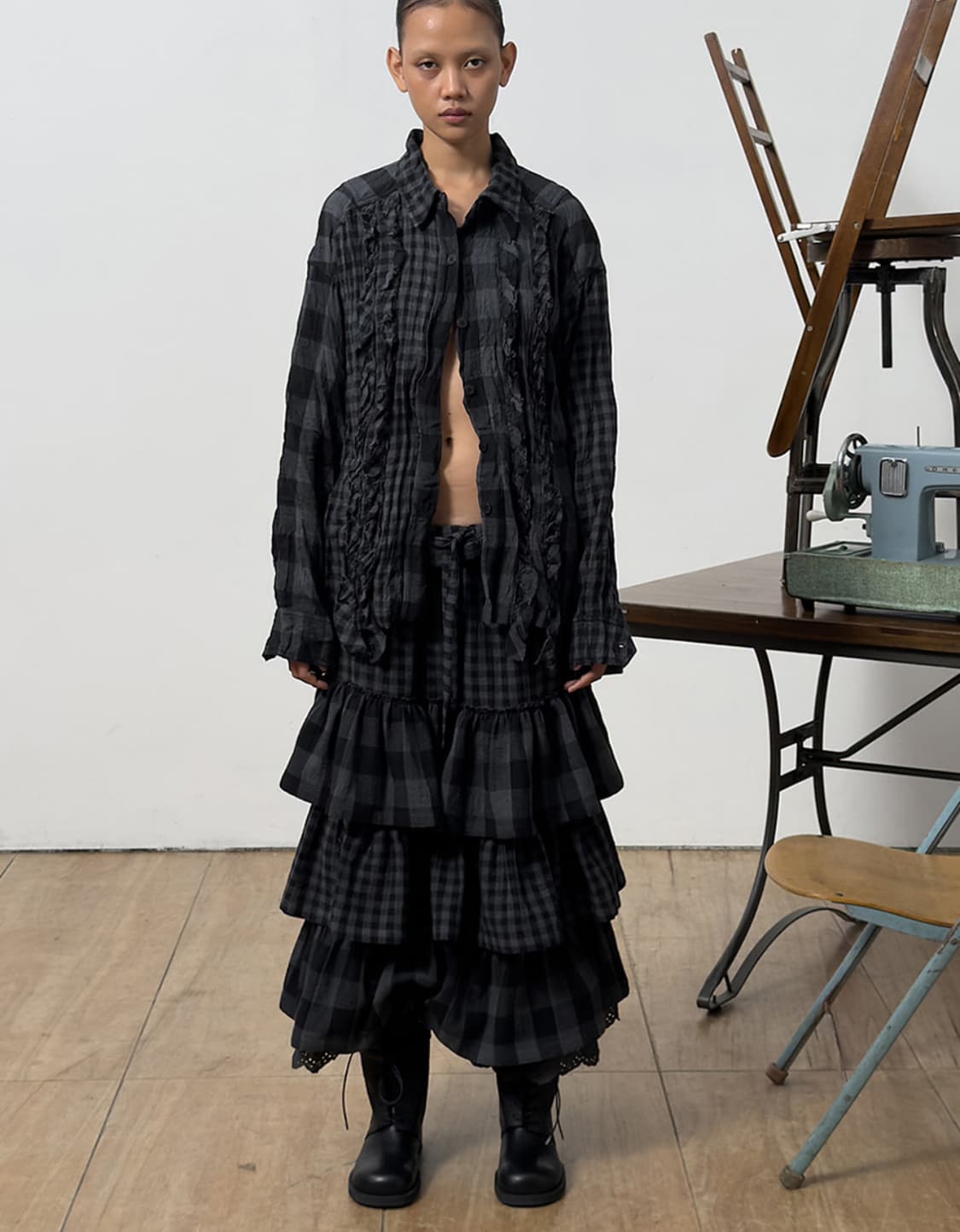 오픈와이와이 (더오픈프로덕트) 롤드 웨이스트 티어드 스커트 S 상품이미지1