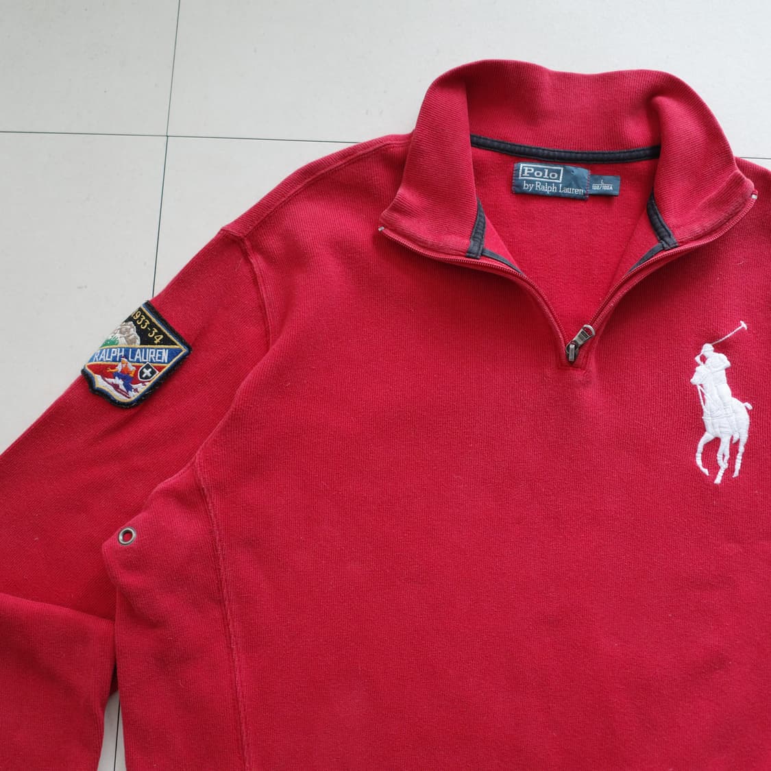 00s 폴로 랄프로렌 레드 스키 패치 하프집업 빅포니 L 상품이미지2
