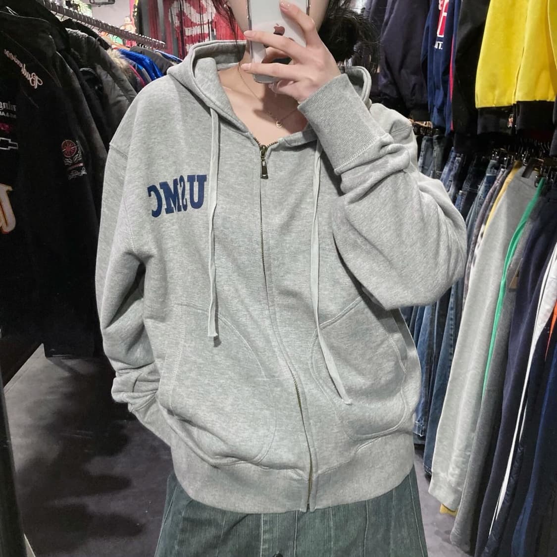 [IM] 올드크로우 USMC 밀리터리 후드집업 그레이 상품이미지1