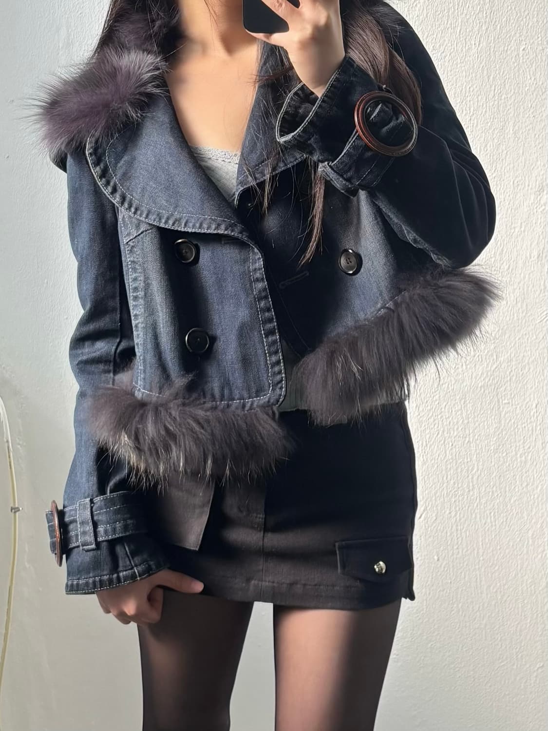 Vintage Fur-Trim Denim Jacket 상품이미지3