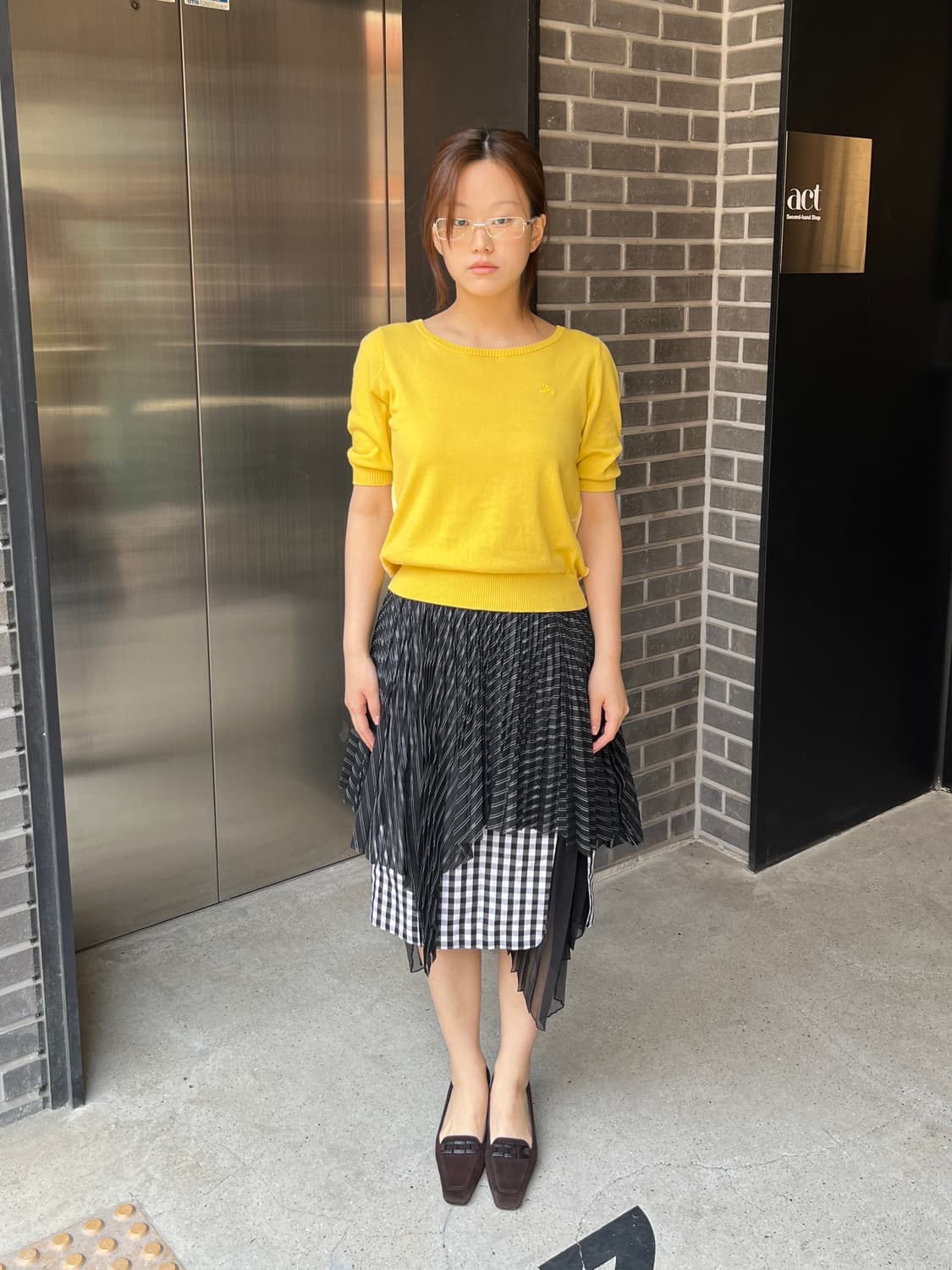 Facetasm 체크 패턴 스커트 상품이미지5