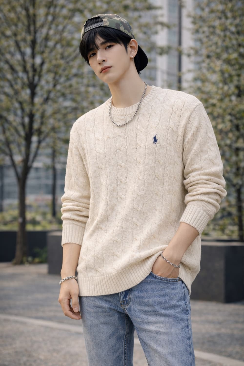 🧥 Polo랄프로렌 스웨터 케이블 크루넥 꽈베기 스웨터 - 아이보리 상품이미지1