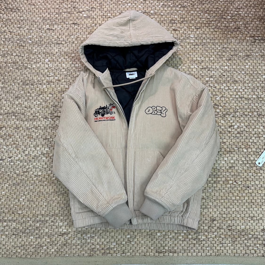 Obey 오베이 듀크 베이지 코듀로이 후드 집업 자켓 패딩 점퍼 상품이미지1