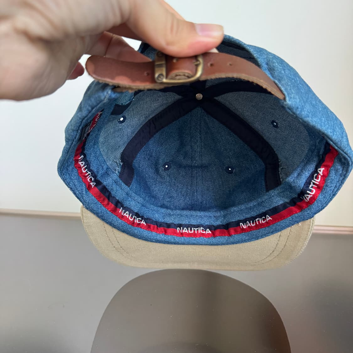 USA NAUTICA 데님 가죽 빈티지 모자 볼캡 vintage cap 상품이미지4