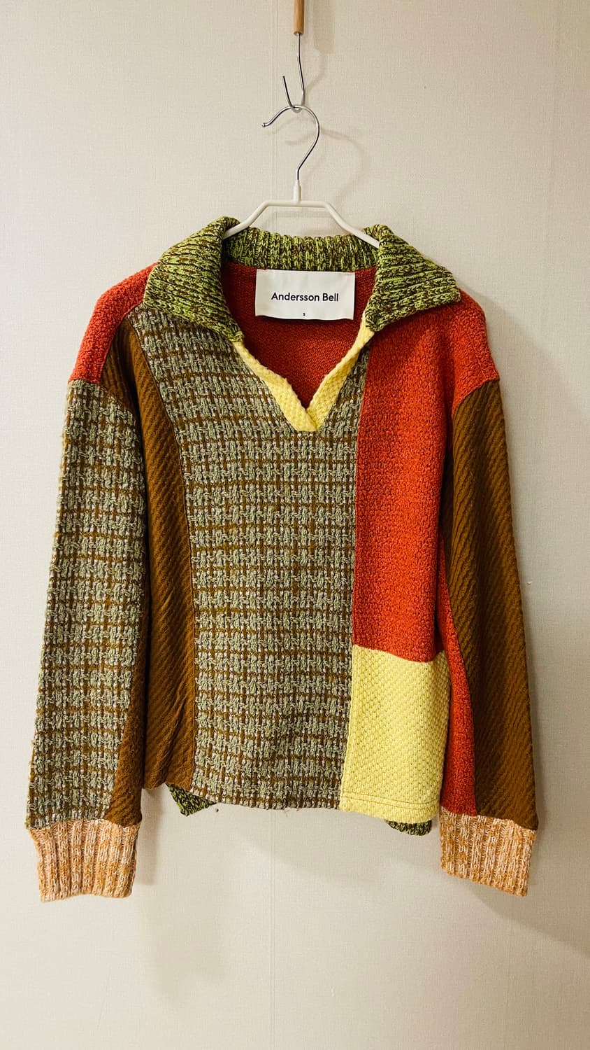 앤더슨벨 시에나 패치워크 니트 폴로 스웨터 S 정가 922,000원 실착 상품이미지5