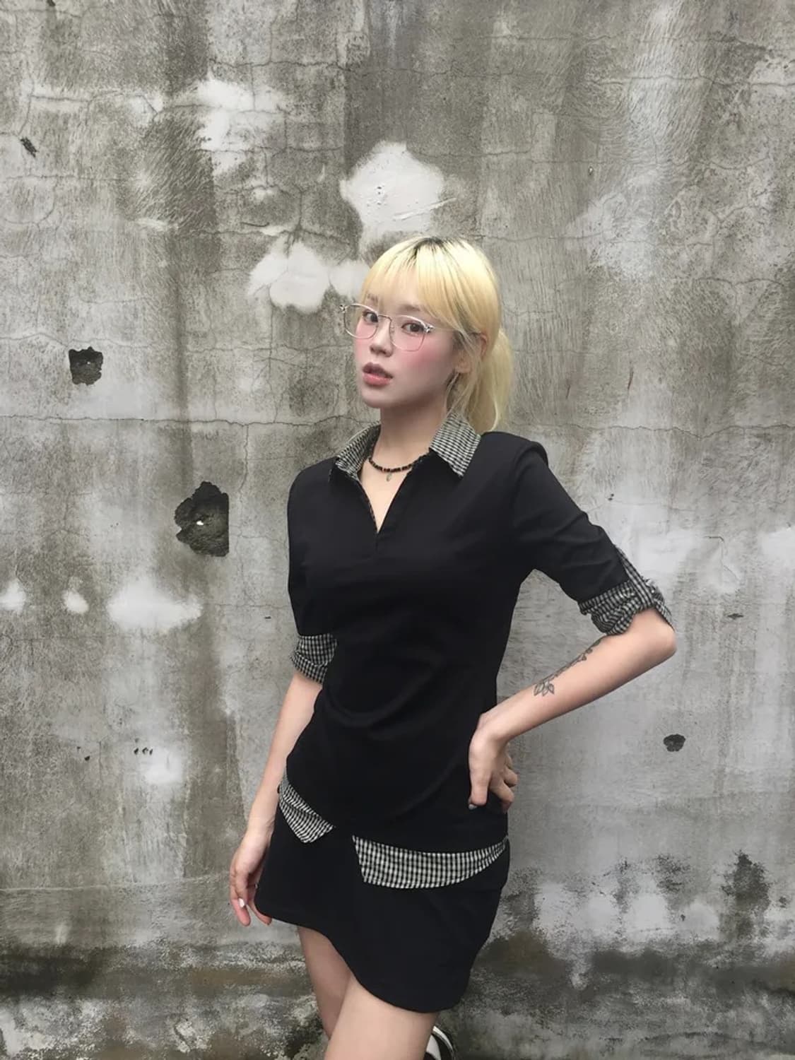 mademoisell 체크 슬림 셔츠 상품이미지5