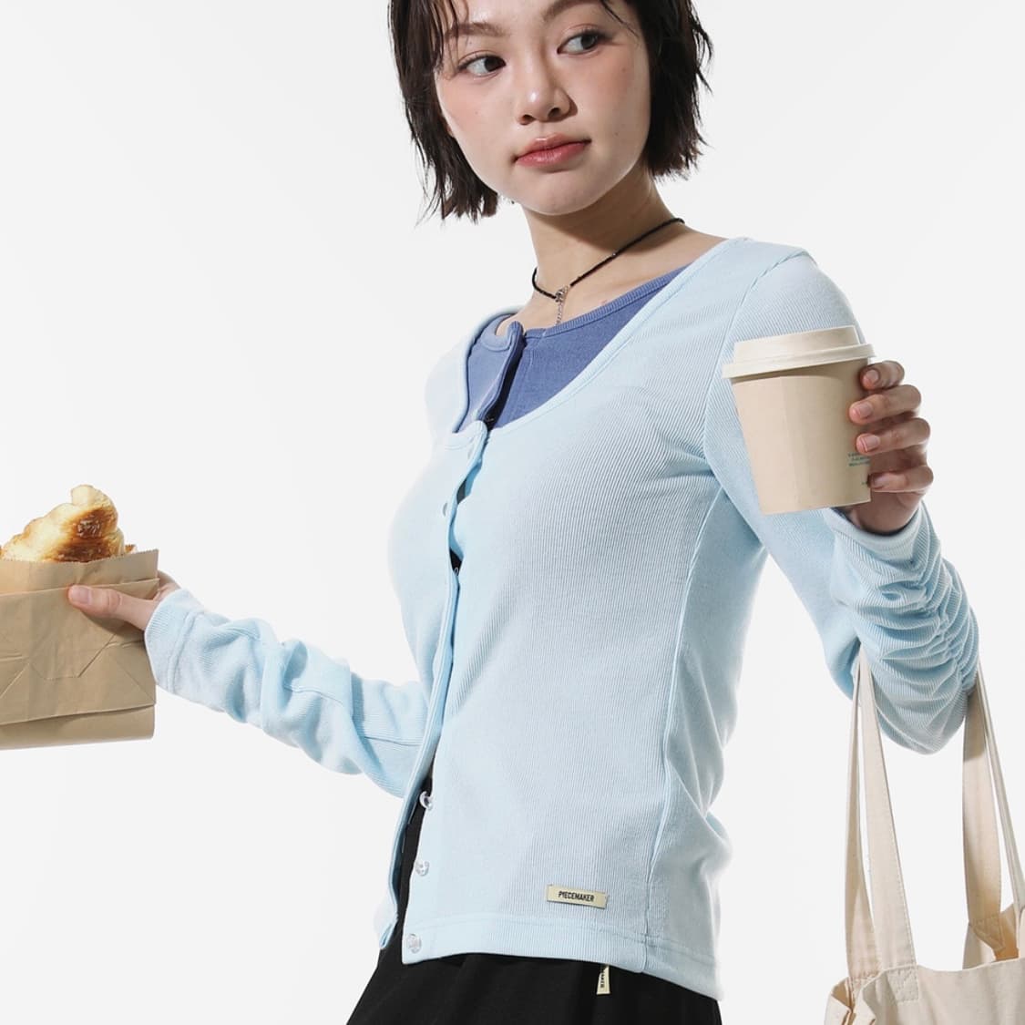 피스메이커 LAYERED SLIM ROUND CARDIGAN (SKY B 상품이미지2