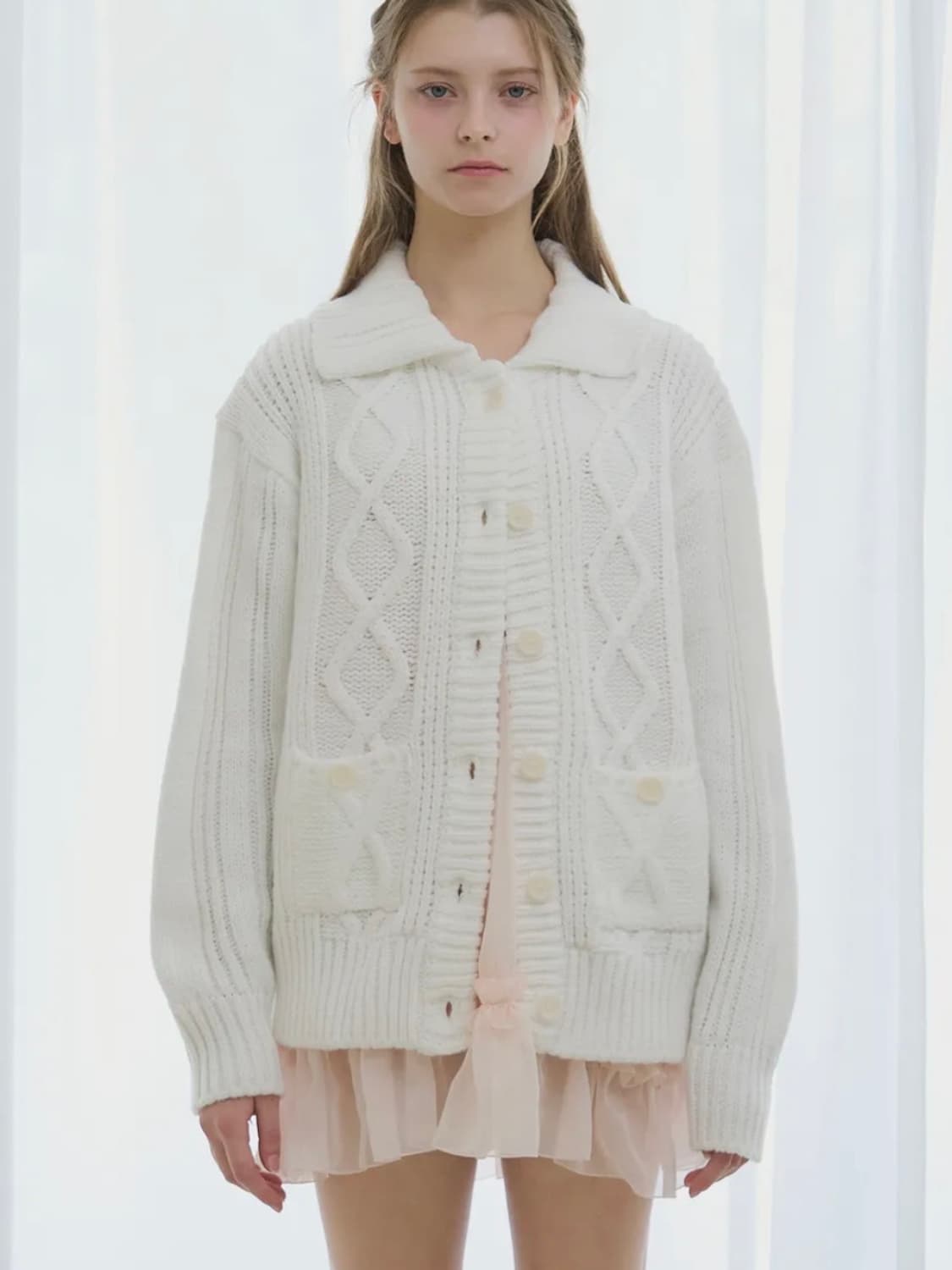 레이즈미야 토스티 루즈 오버 가디건 [WHITE] 상품이미지1