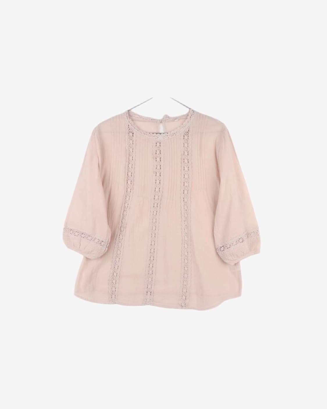 Boho Lace Trim V-Neck Blouse 상품이미지2