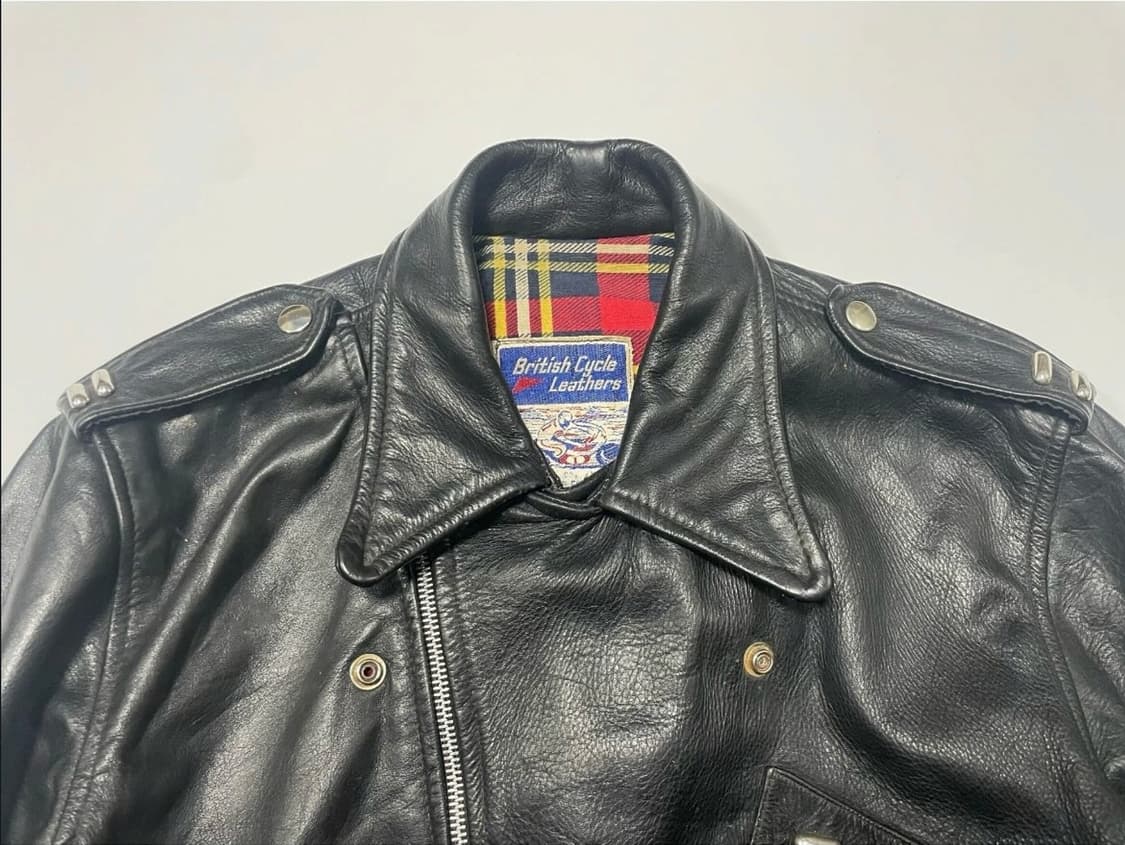 60s 빈티지 브리티쉬 d포켓 모터사이클 라이더 레더 자켓 스컬체인 상품이미지4