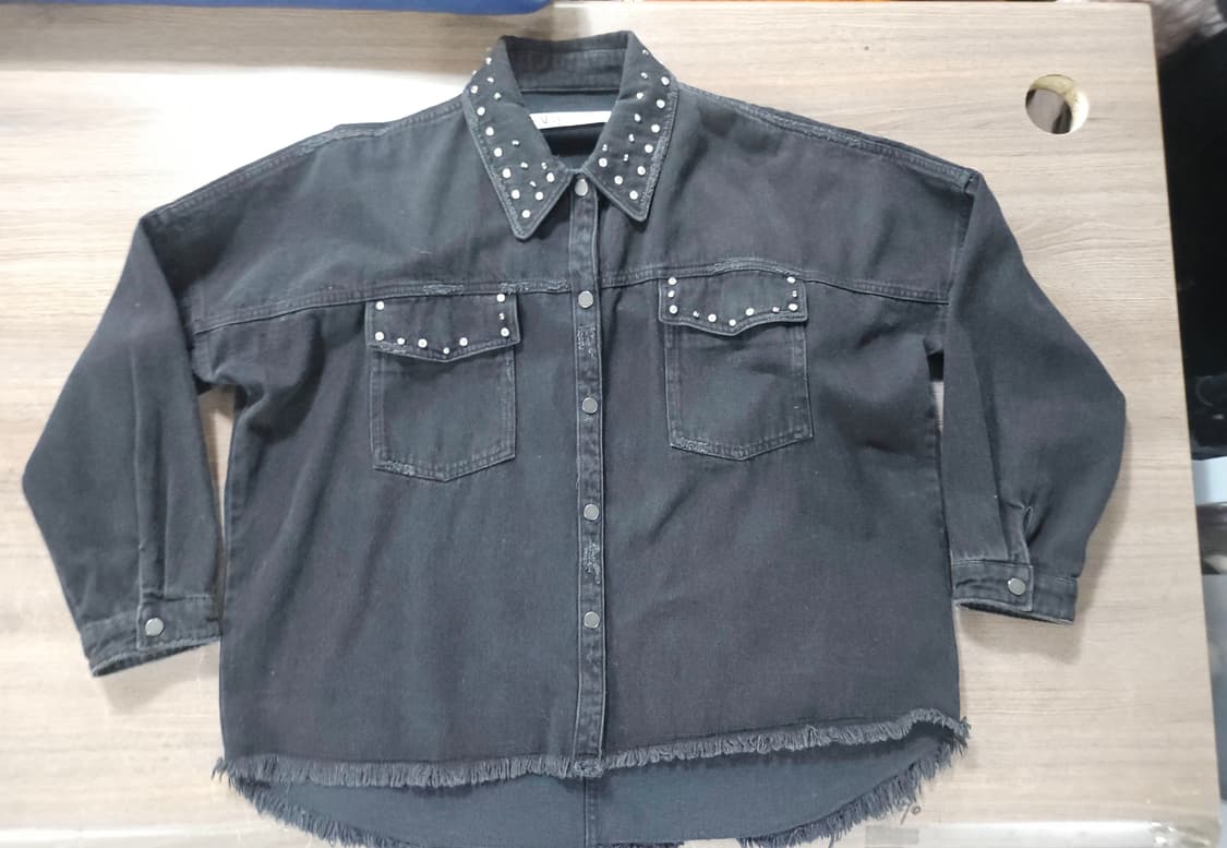 자라 드랍 숄더 스터드셔츠 데님 셔츠 재킷 L 상품이미지2