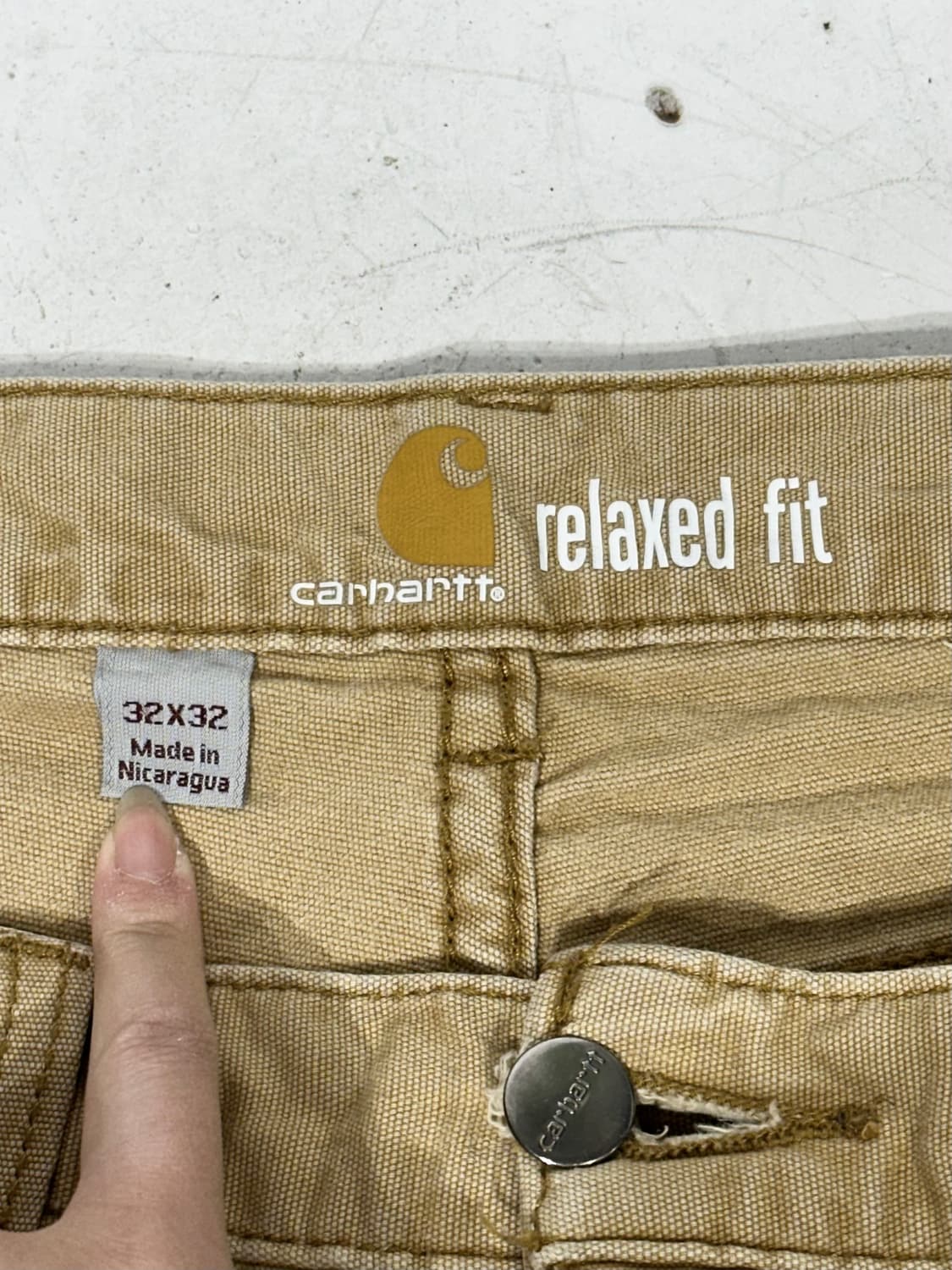 칼하트 베이지 된장 컨버스 와이드 워크 데님 팬츠 32 상품이미지8
