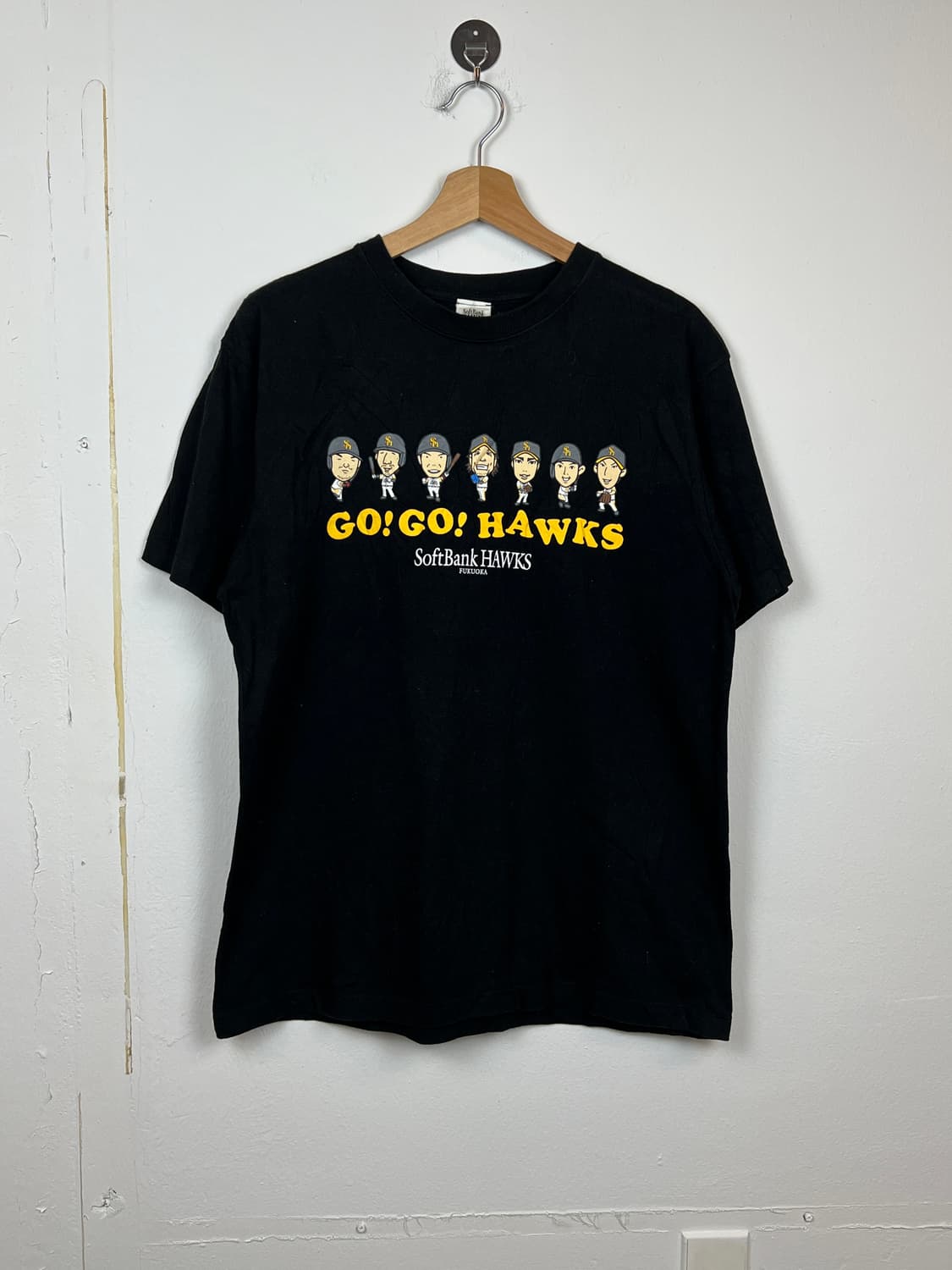 SoftBank Hawks 검정 프린팅 반팔 티셔츠 L 상품이미지1