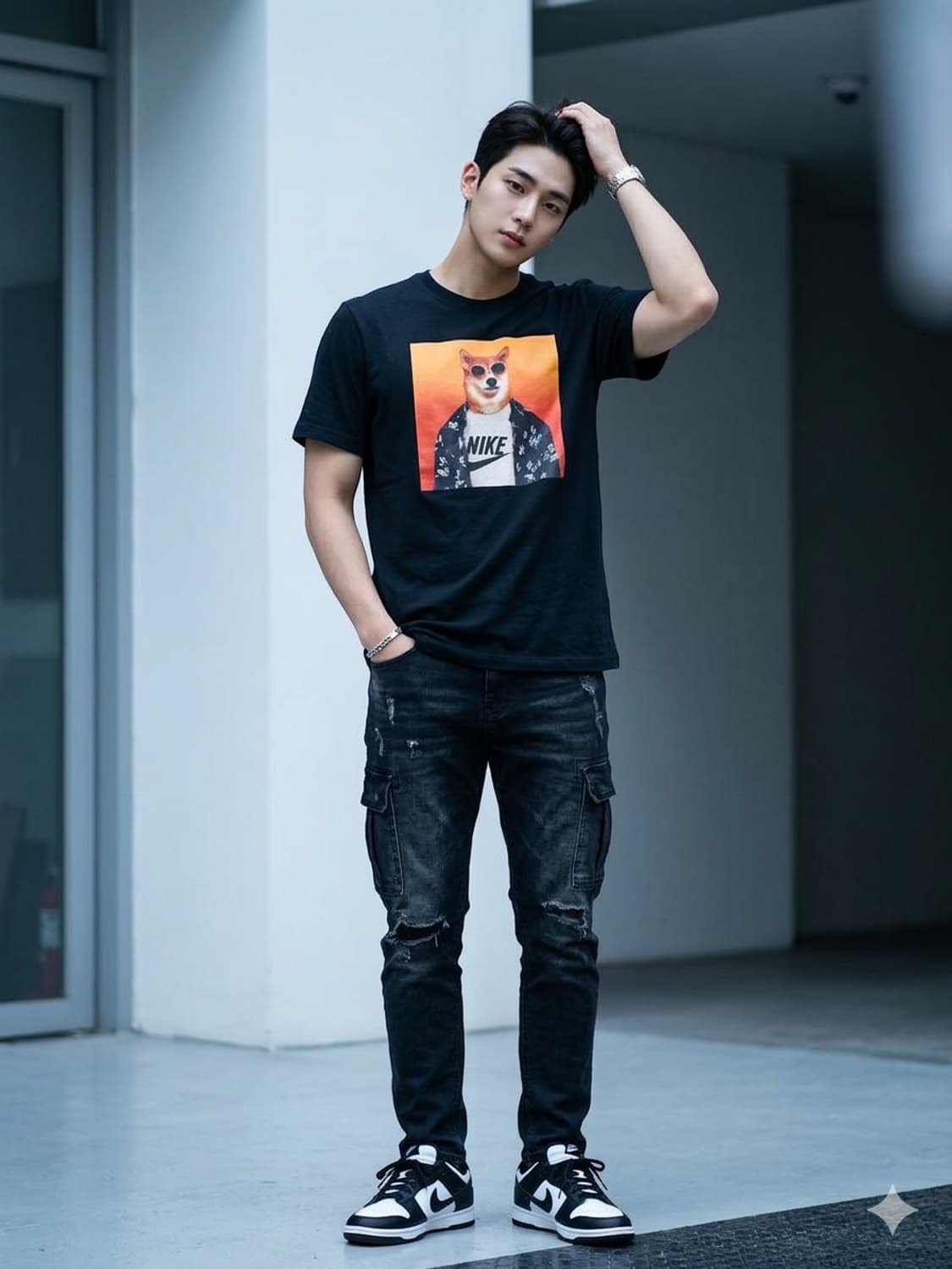 나이키 시바견 그래픽 반팔 티셔츠 블랙 상품이미지1