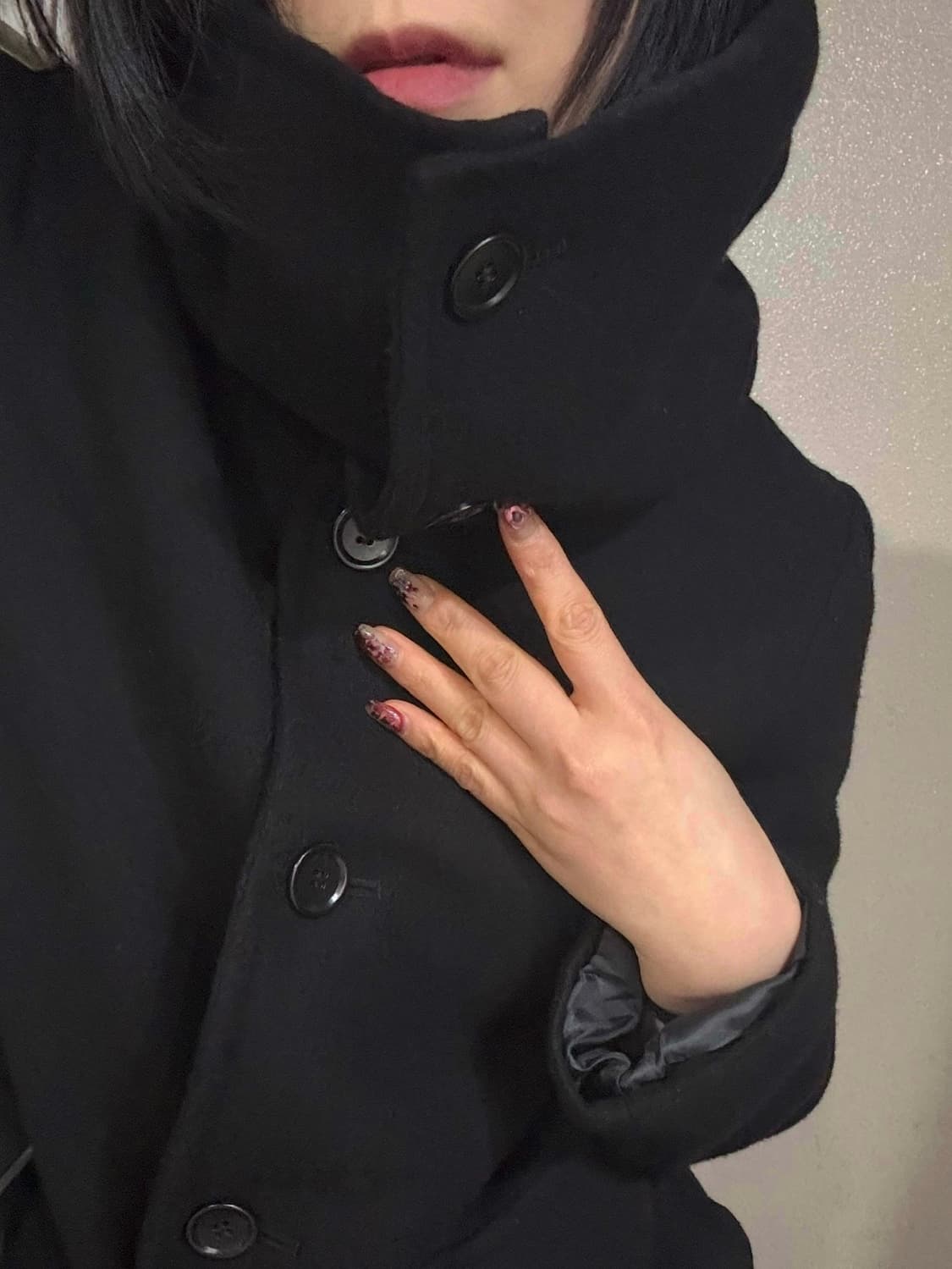 Asymmetric High-Neck Button Coat 상품이미지3