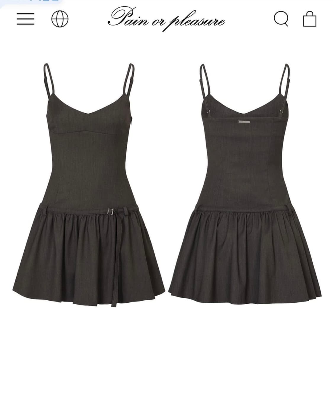 페인오어플레져 페오플 비앙카 드레스 bianca dress 멜란지 브라운 상품이미지1