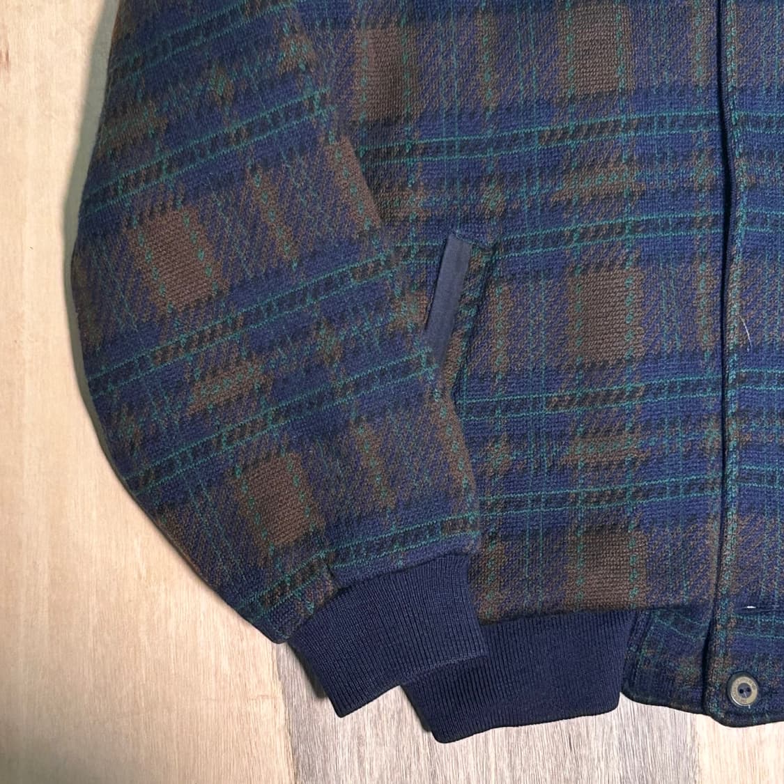 YSL 입생로랑 90년대 모직 체크 블루종 아카이브 자켓 L 상품이미지3