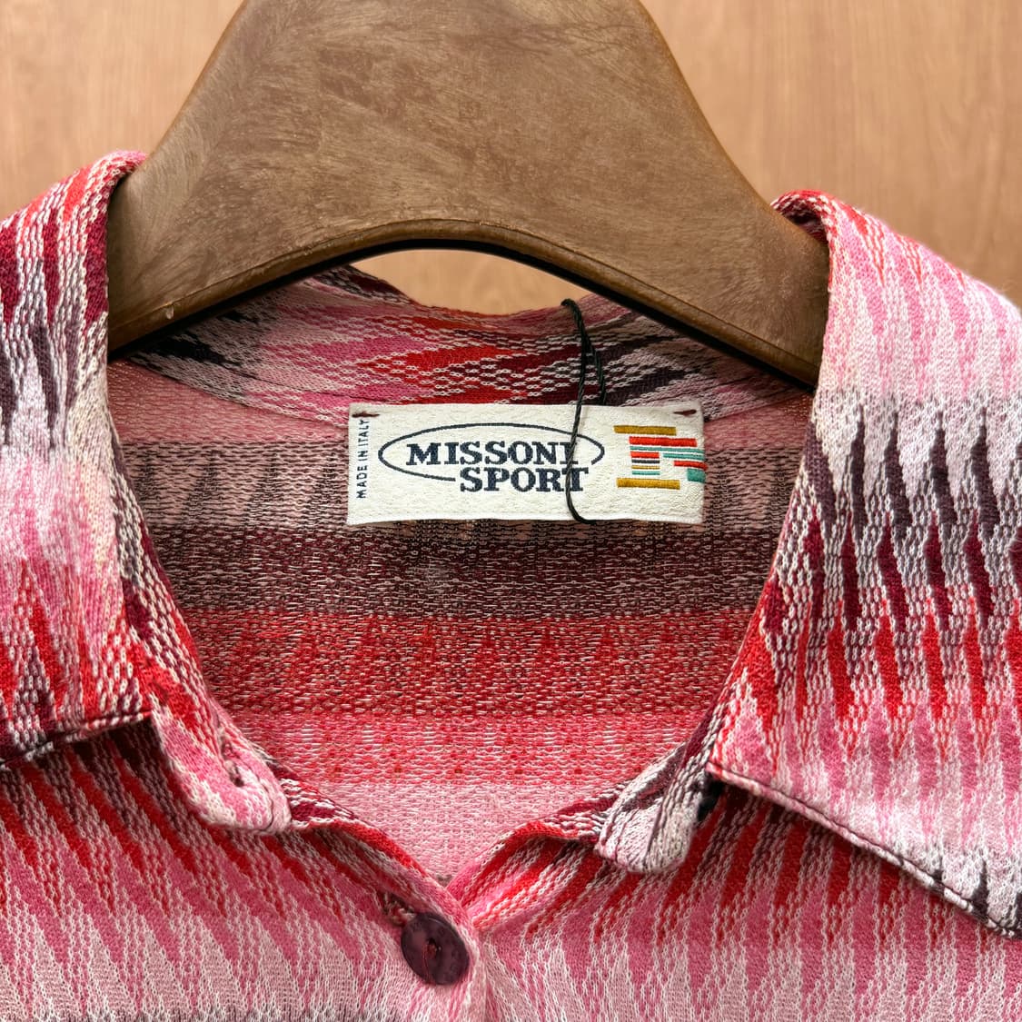 미쏘니 스포츠 지그재그 패턴 반팔 셔츠 코튼 비스코스 핑크 상품이미지7