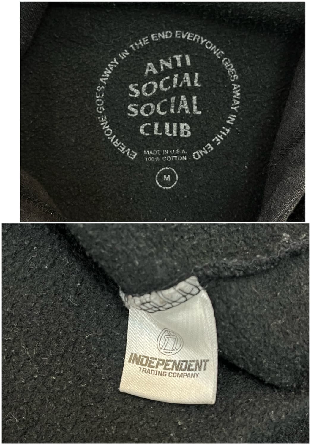 안티 소셜 소셜 클럽 기모 후드티 블랙 M #csz3058  상품이미지3