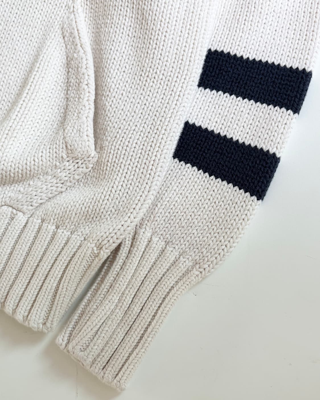 Polo 폴로 랄프로렌 90‘s 골프로고 코튼 아이보리컬러 후드 니트  상품이미지5