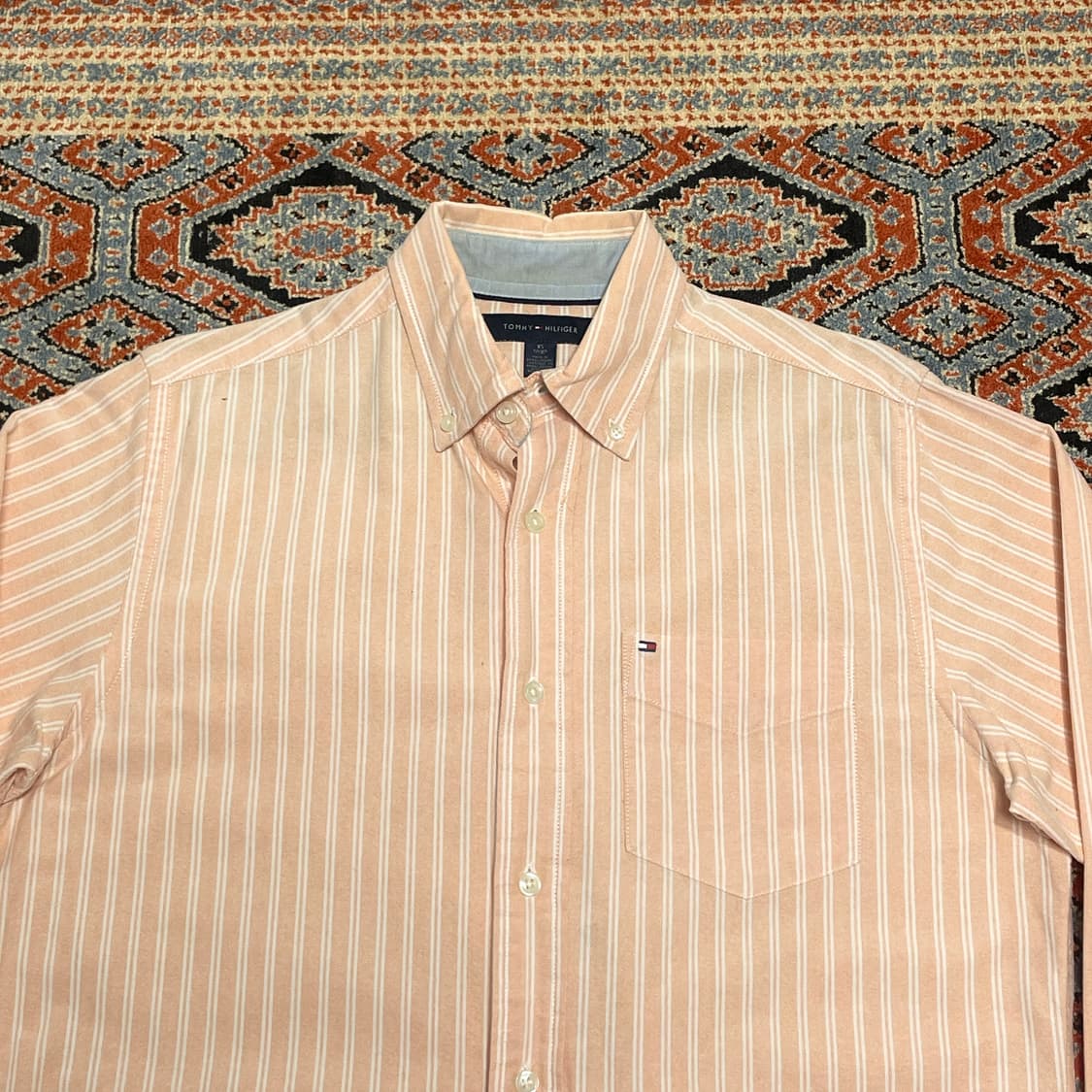 타미힐피거 오렌지 스트라이프 옥스퍼드셔츠 남성XS 상품이미지2
