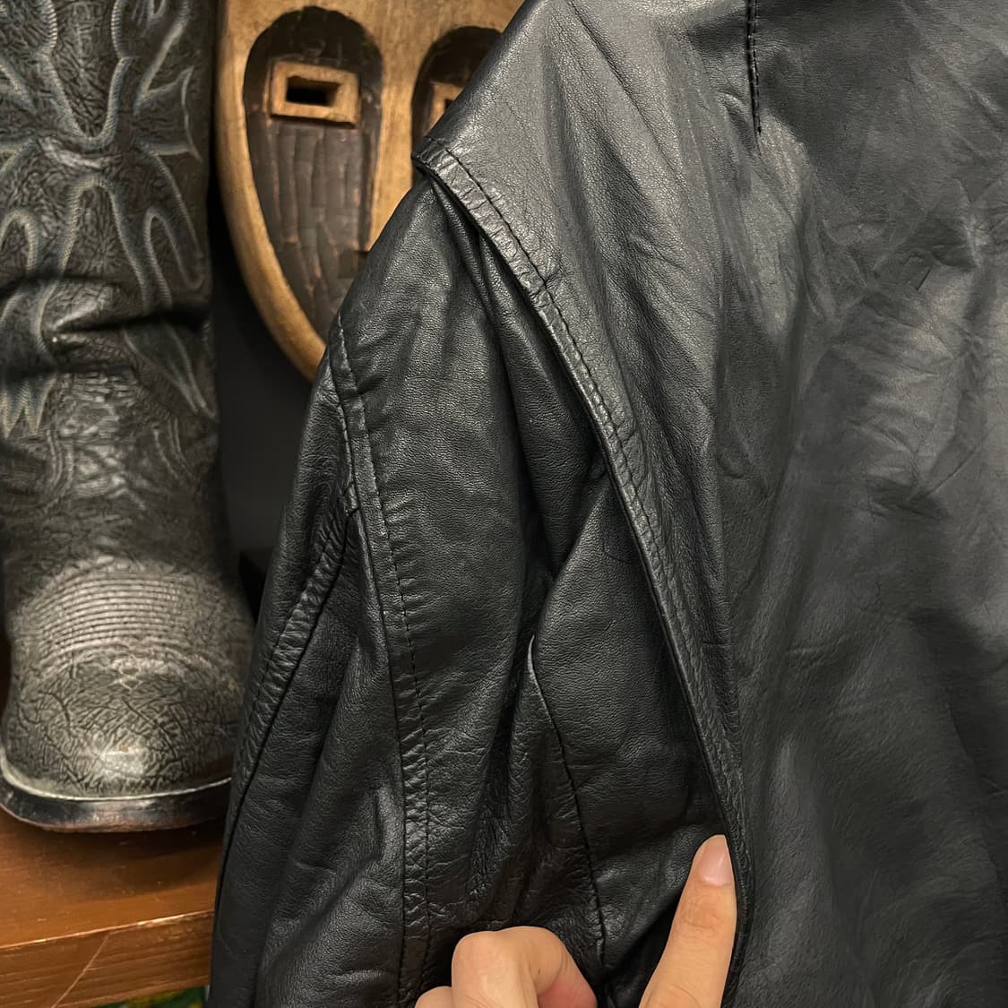 90s STEINER 서독 플라이트 밀리터리 폴리스 가드 가죽 자켓 상품이미지7