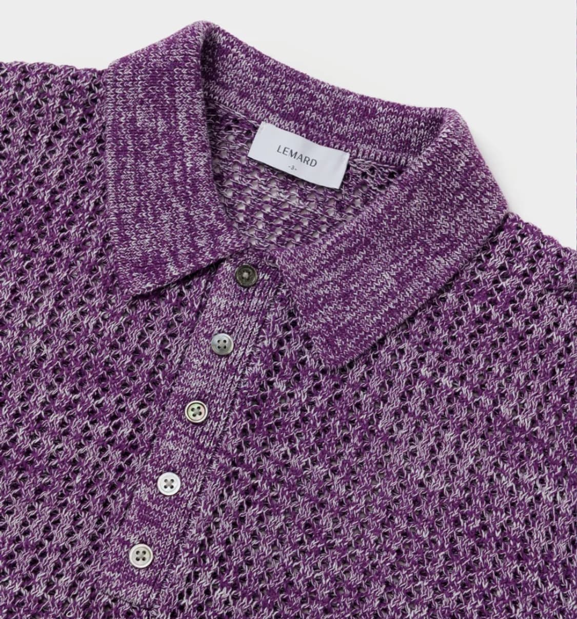 (새상품) 르마드 투톤 반오픈 단추 카라니트 퍼플 3사이즈 상품이미지3