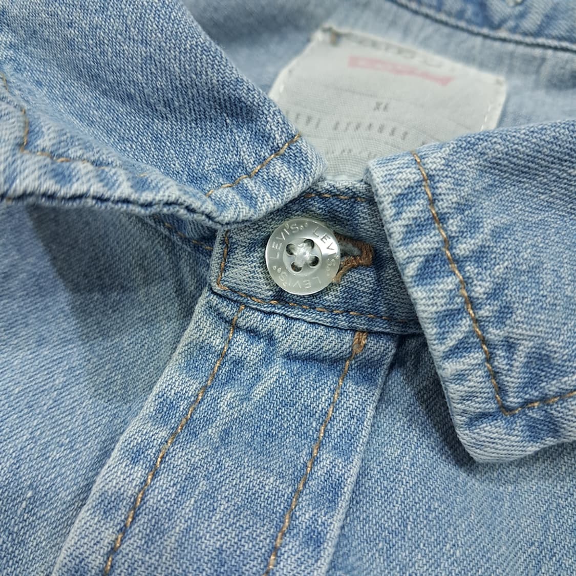 CL585 XL 리바이스 코튼 웨스턴 펄스냅 데님 셔츠 남방 상품이미지4