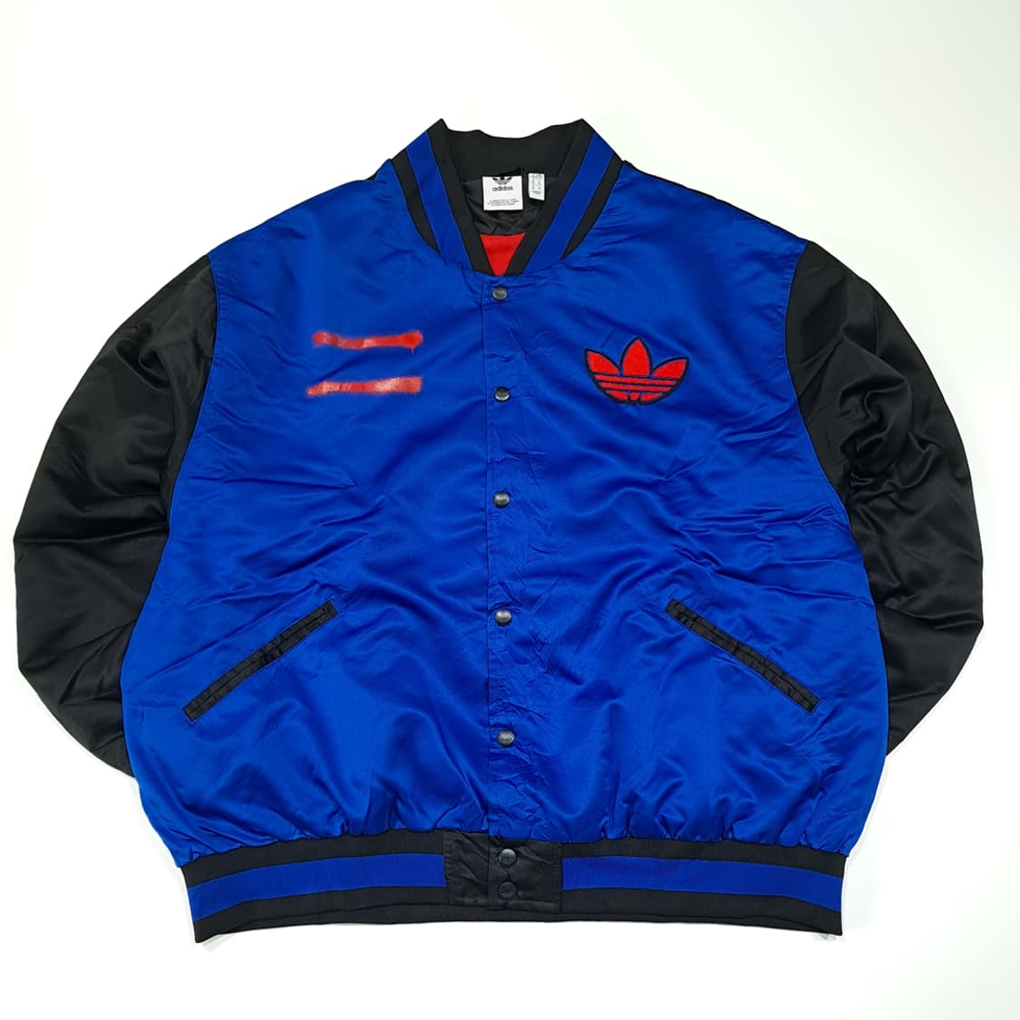 CL301 XL 아디다스 새틴 런디엠씨 패치 블루블랙 자켓 상품이미지1