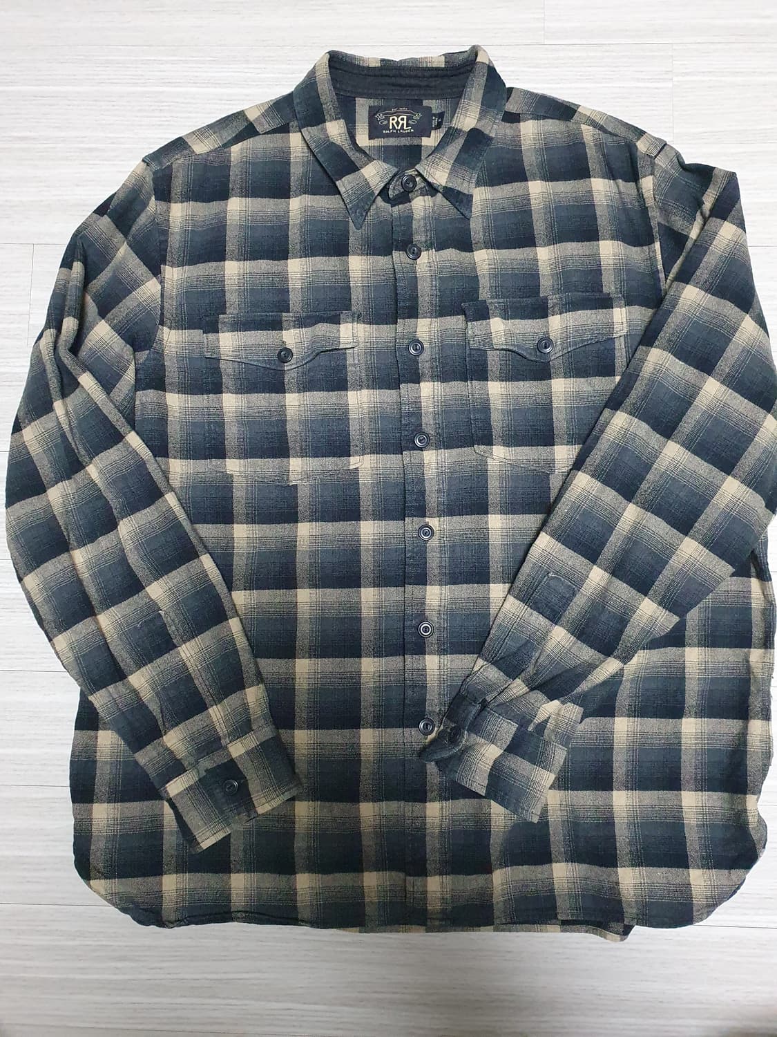 [XL] RRL 명작 코튼 옴브레 워크셔츠 105사이즈 상품이미지1